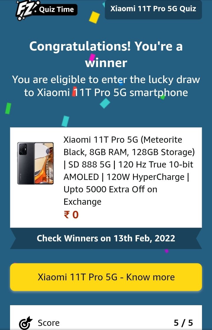 PunitSh27145485's tweet photo. Thanks for quiz
@XiaomiIndia 
@amazonIN 

#Xiaomi11TPro5G 
#HyperchargeRevolution
#Xiaomi11TPro5GQuiz
 Thanks for this https://t.co/SLLGj7hLtQ
