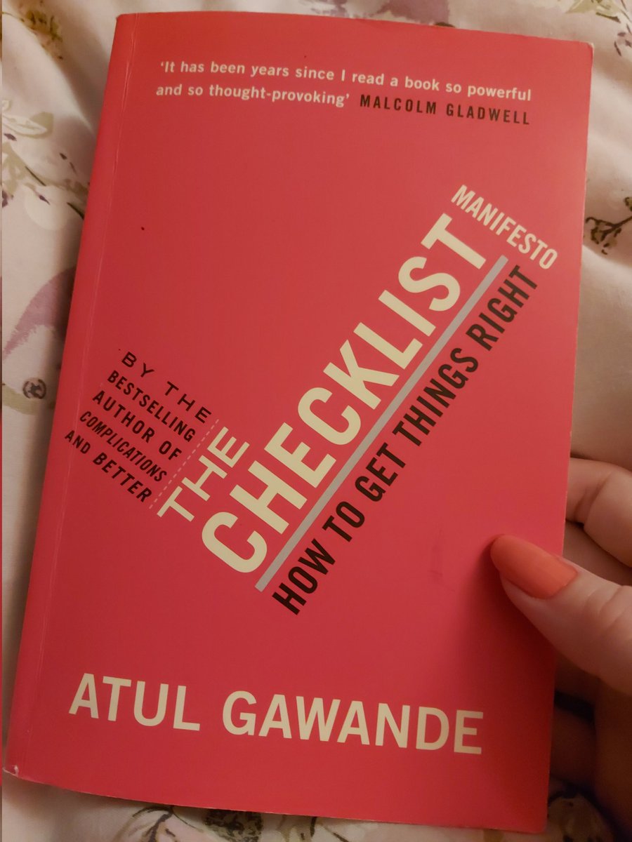 pocket_watch's tweet photo. Just finished @Atul_Gawande's The Checklist Manifesto. Genius. 

Checklists are powerful.

Use checklists. https://t.co/8fGHVN9udN