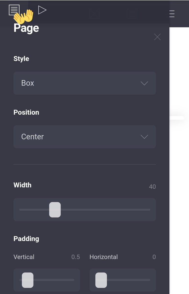 worthyprnce's tweet photo. 2· PÁGINA

- style: box
- posição: centro
- width: 40
- padding: vertical 0.5 / horizontal 0
- corner rounding: 0.625
- size: 12
- spacing 0.75
- background: cor #FFFFFF
- drop shadow: #CFCFCF ângulo 90° / distância 0 / size 0 / blur 2 https://t.co/7EWOM518xm