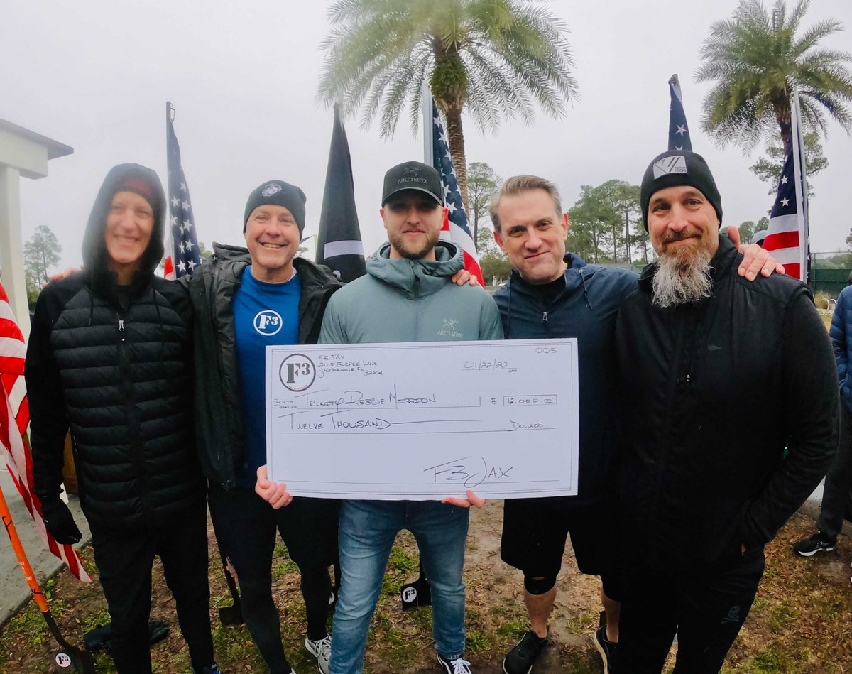 F3SaigonSam's tweet photo. 2022 Kraken CSAUP complete! Amazing job by all!  Thanks to @darkhelmetF3 for making the trip down to enjoy the Florida weather 🥶😜!  @F3Jacksonville @GORUCK @trinityrescue https://t.co/xHdDv3AeKR