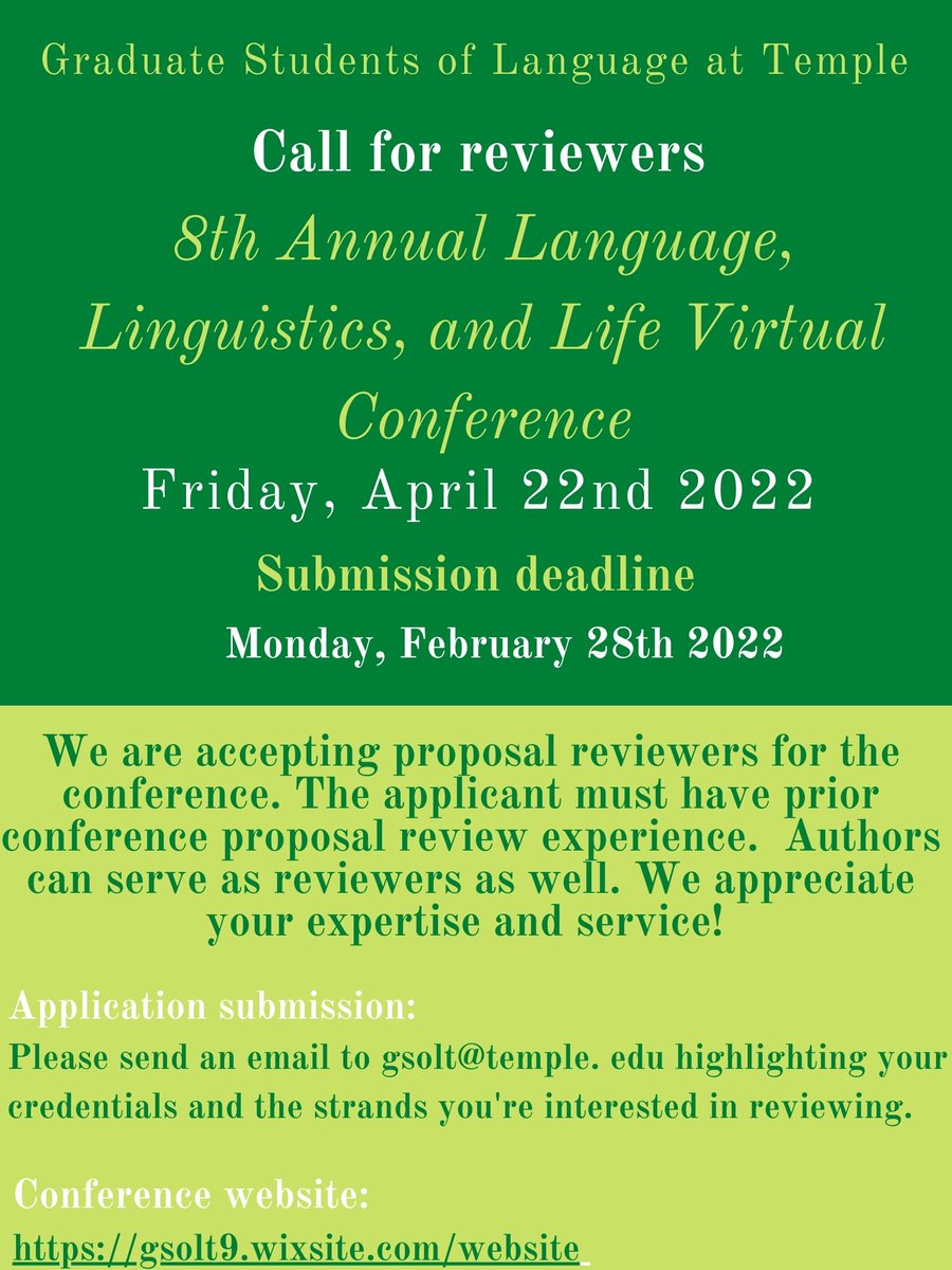 gsoltinfo's tweet photo. Interested in reviewing proposals for our conference? See below! https://t.co/06oVcYs5U1