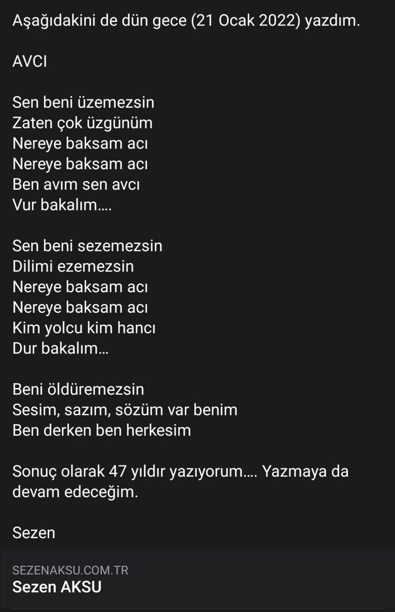 Sezen Aksu'nun ilk açıklaması: