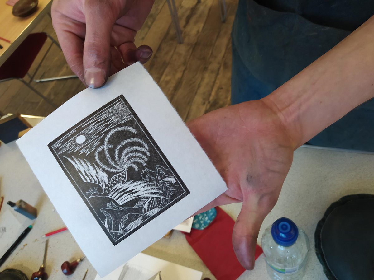 WiltshireMuseum's tweet photo. Enjoyable #RaviliousDownlandMan wood engraving workshop with Rob Mackenzie today. Great tutor, great results! https://t.co/Y3GZhmGu13