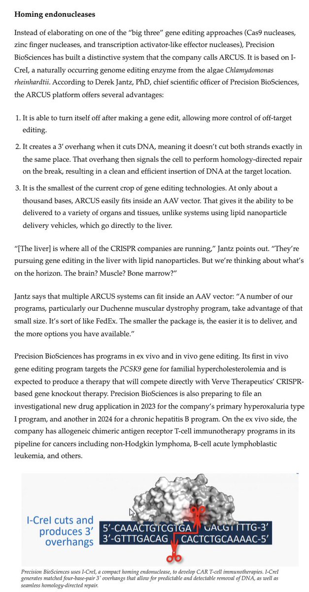 MKlugmann's tweet photo. Well-rounded article
"Novel #GeneEditing Systems Come Into Their Own -#CRISPR #Cas9 systems are attaining greater power & precision, & alternatives such as #homingnuclease and “gene writer” systems are becoming more capable, too"
https://t.co/41dIbheZTL
P.S. Go $DTIL/#ACRUS https://t.co/Hl62etuw05