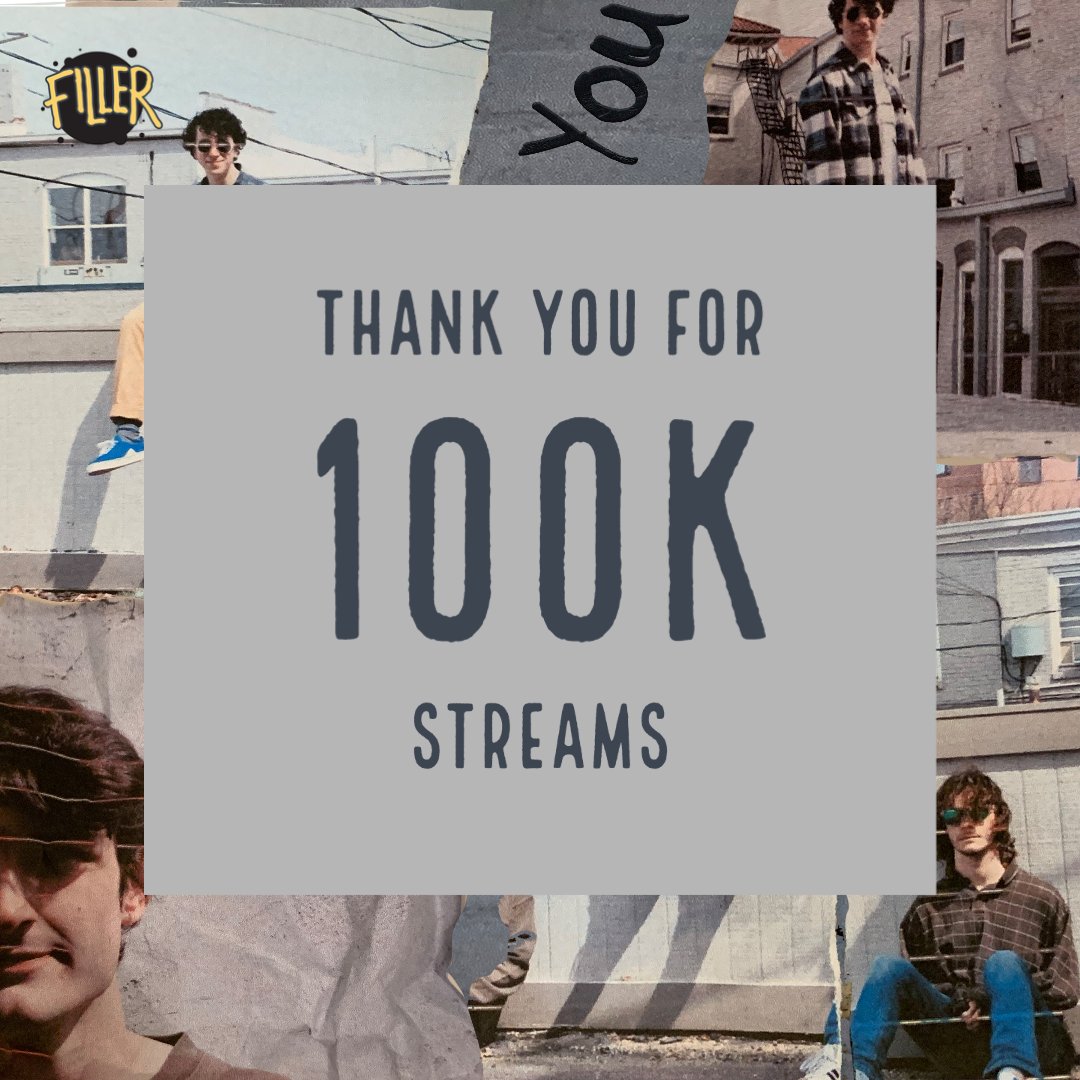 THANK YOU! We never thought this milestone would be possible and we couldn't have done it without all of you. Cheers to 100,000 streams on "Piece of You" 🥂