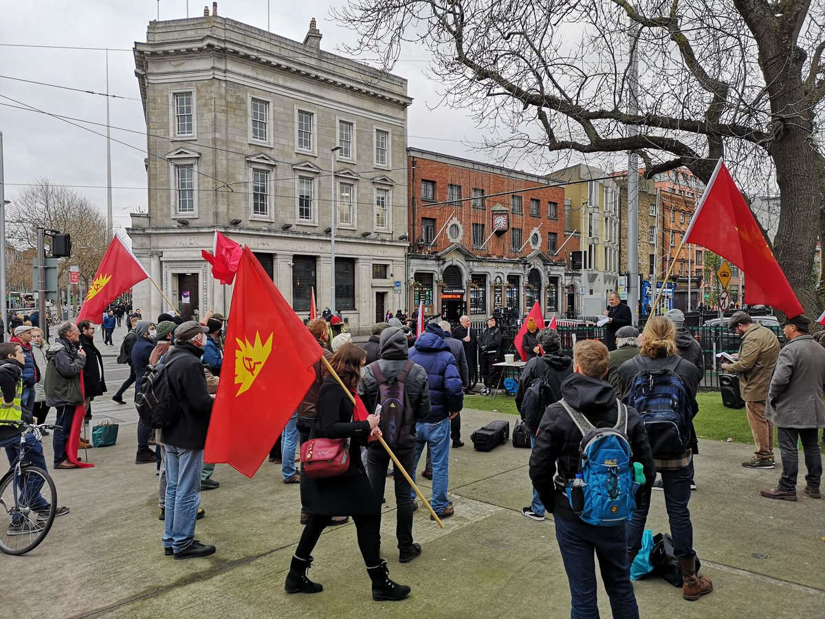irelandcp's tweet photo. Scenes from today's rally of celebration of the occupation by 200 unemployed workers of the #RotundaConcertHall in January 1922. The occupation was led by the writer Liam O'Flaherty and other Communist Party of Ireland members. https://t.co/eVF5Nu7TqV