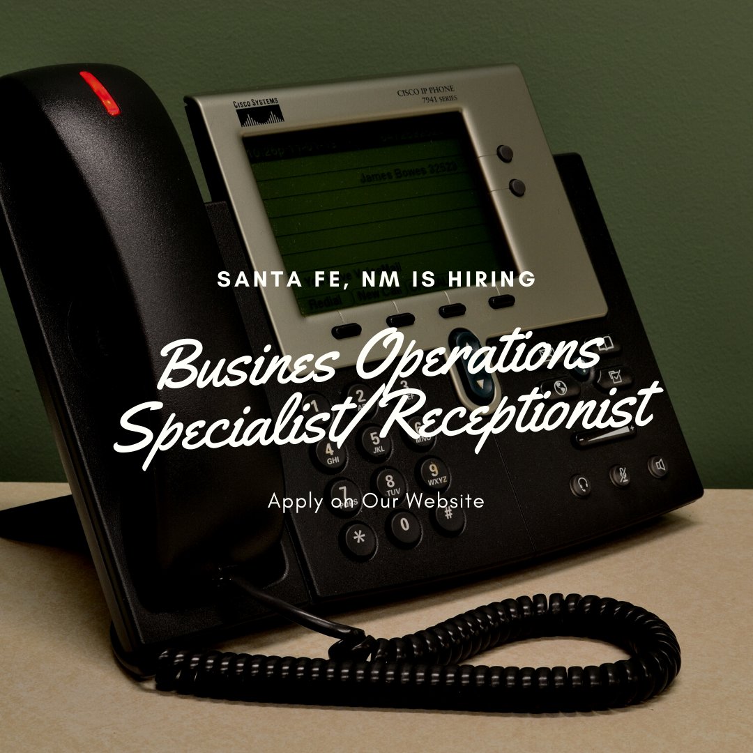 Santa Fe, NM is hiring a Receptionist. Will answer calls, mail, prepare deposits, audit reports, Accts Receivable/Payable transactions and other clerical assignments. Must be willing to consent to drug test/background check. Apply https://t.co/mHqyphRbUD https://t.co/NQqjCK0mG5