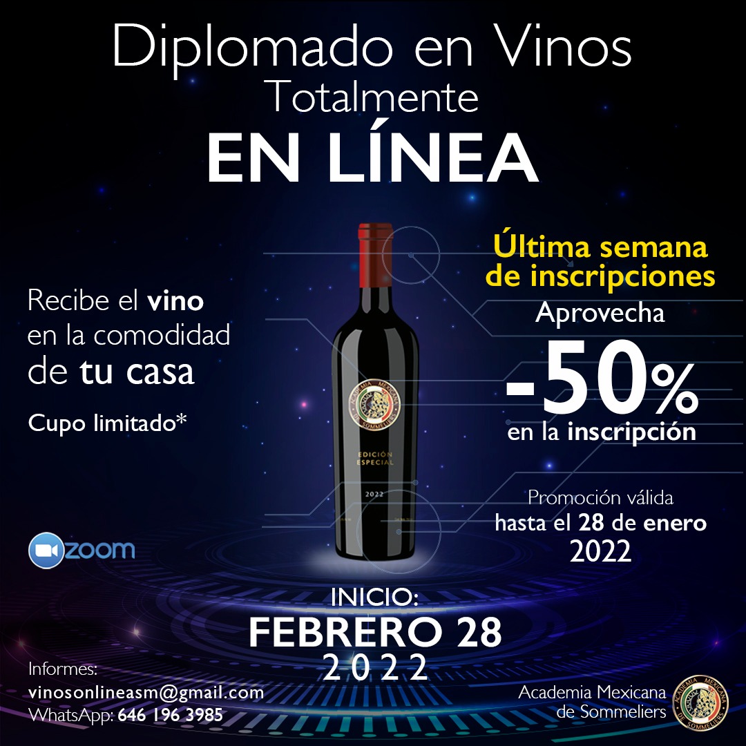 Aprovecha última semana con 50% de descuento en inscripción. Cierre de inscripciones 28 de enero. 🍷🍾🥂
¿Qué estás esperando? Inscríbete ahora.
Llena este breve formulario y recibe la información directo a tu correo electrónico.
tinyurl.com/InfoDiploVinos…
#DiplomadoVinos