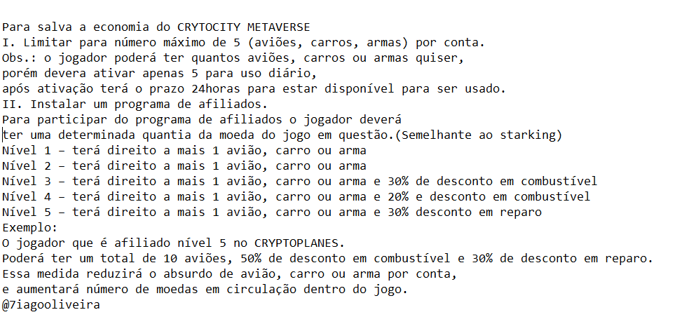 7iagooliveira's tweet photo. @NFTCryptoPlanes
 
To save the CRYTOCITY METAVERSE economy
#cryptocity #cryptoplanes #cryptocars #cryptoguards
@Cryptoplanes_1
@NFTCryptoPlanes
@CryptoGuardsNFT
@cryptocarsgame
#savetheCRYTOCITYMETAVERSEeconomy https://t.co/415RL3UDTF