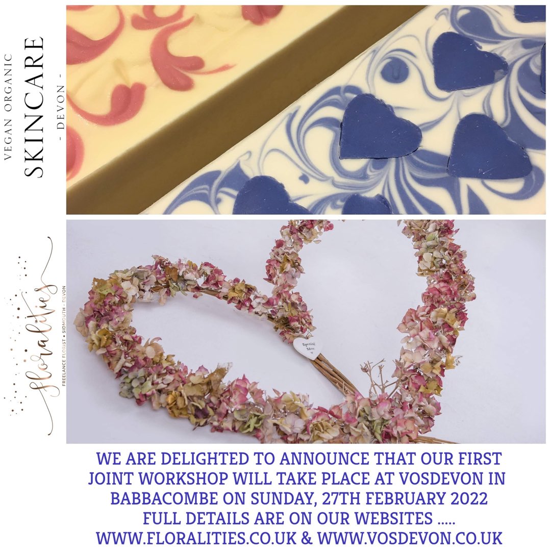We have teamed up with <a href="/Floralities1/">Floralities</a> to bring you a one off soap &amp; wreath making workshop

Get creative &amp; make soap in the morning followed by a willow heart wreath in the afternoon on Feb 27th - all details on our website 🤗🌟

#workshop #soapmaking #wreathmaking #becreative