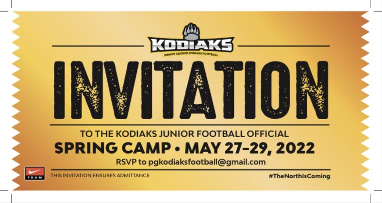 Mlawson04's tweet photo. Extremely excited to have received my golden ticket invitation to @PGKodiaks Spring Camp. Excited to show my skill in BC. 
@PGKodiaks @Kodiaks_GM @Mr_Raymond25 https://t.co/0wAofRiZCE