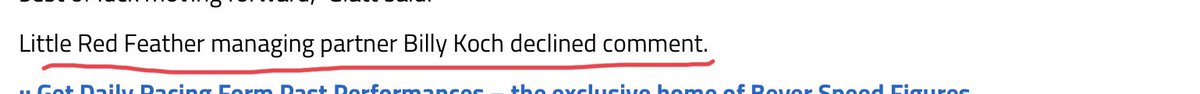 No idea what happened here (you can guess) but it can’t be good and it must have been very bad for Glatt to feel “extremely uncomfortable” about whatever they demanded he do. 

These are the guys that run CA racing as Chairman of the TOC with the power they have.

#IAmHorseRacing