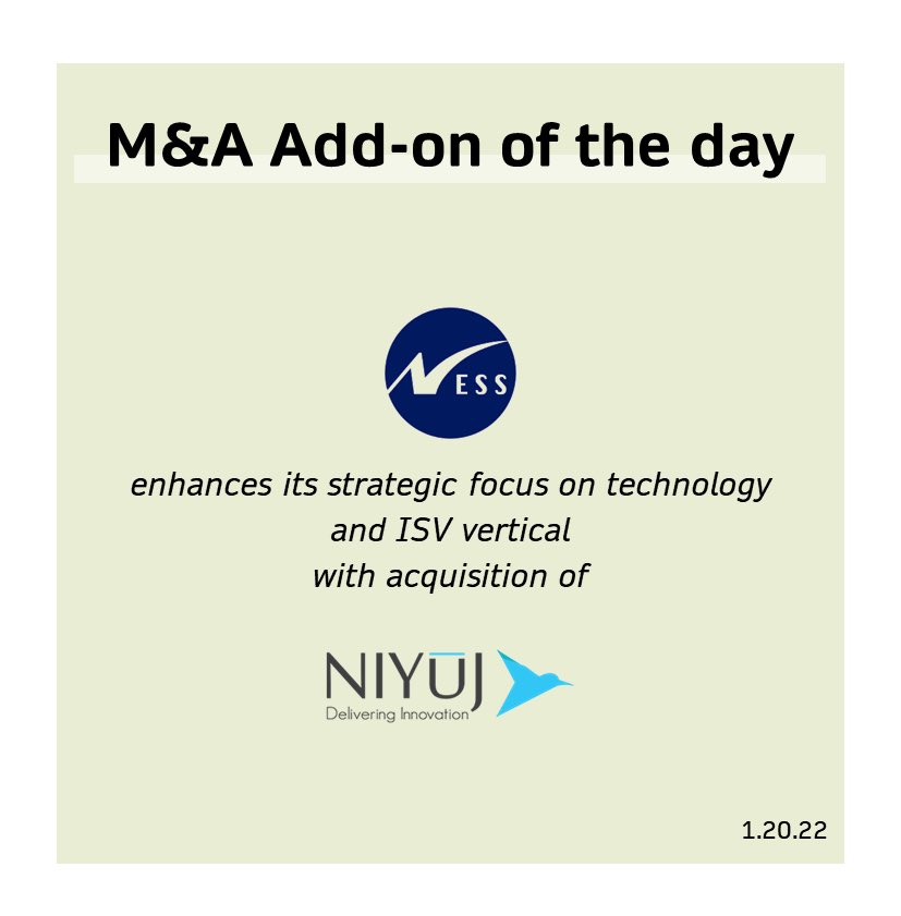M&amp;A Add-on of the day - 1.20.22 <a href="/TheRohatynGroup/">The Rohatyn Group (TRG)</a> #nessdigitalengineering #niyuh