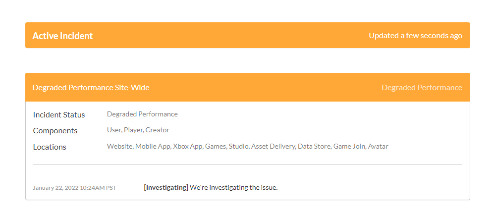 RTC on X: Roblox is back up. #RobloxDown / X