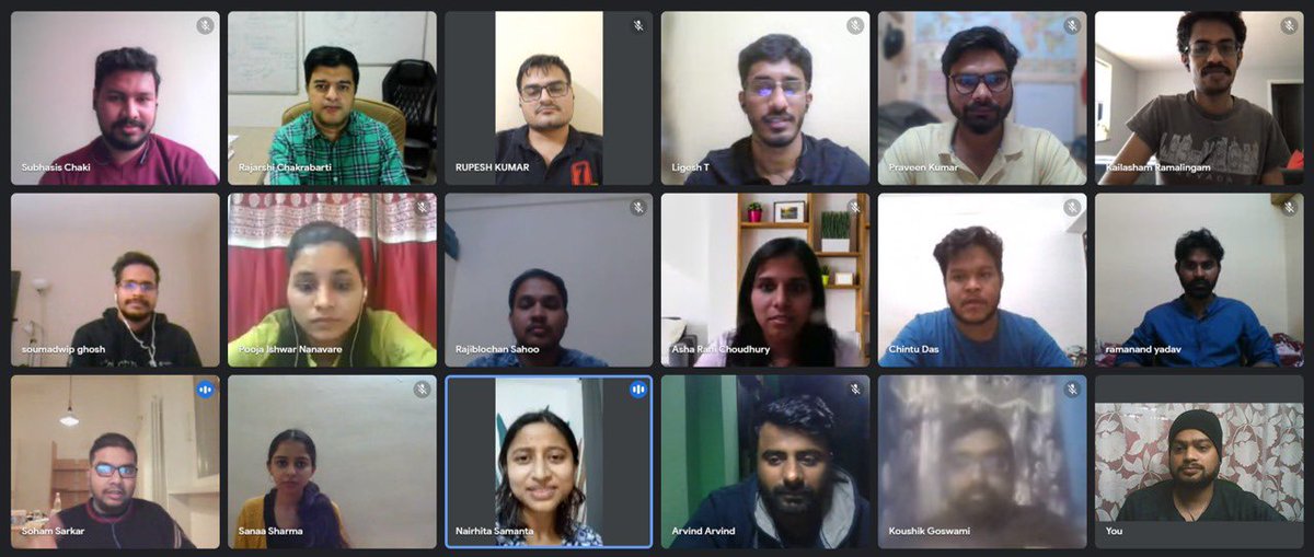 Chakrabarti_Lab's tweet photo. We met online, former and current group members, five time zones, IST, CET, PST, EST and CST. All looked happy and doing great, including the PI !! @Chakrabarti_Lab @NairhitaS @dynscientist https://t.co/WbJd05apxn