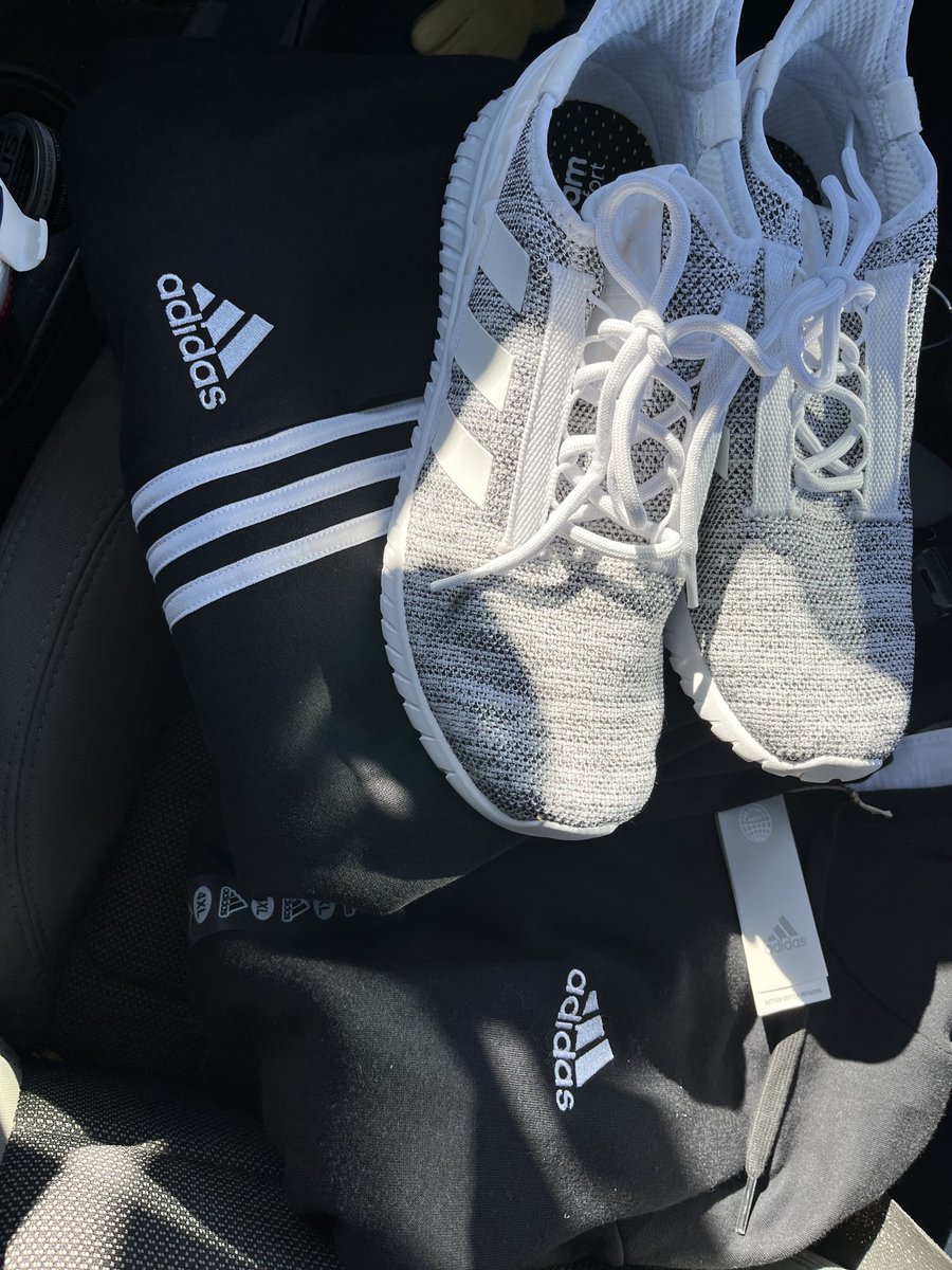 First a little birthday bouncy house action then on the purchase and birthday Shoes and sweats Good day so far