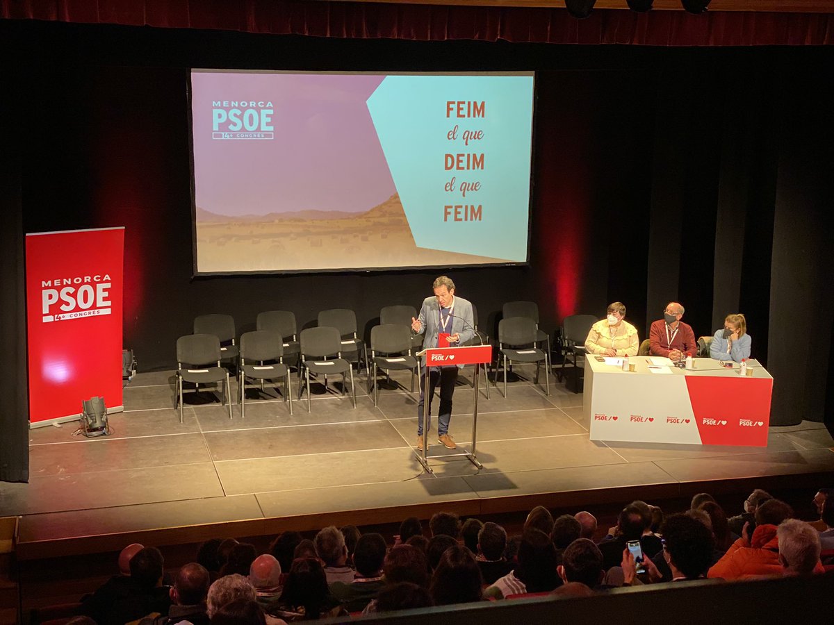 PSOEMenorca's tweet photo. 🔴 @marcpons73: “El socialisme menorquí sempre ha estat vinculat a una idear #sostenibilitat, de compromís amb el territori i d’afavorir un creixement econòmic lligat a la preservació de la natura”
#14CongrésPSOEMenorca #FeimDeim https://t.co/oG8R9JthY6