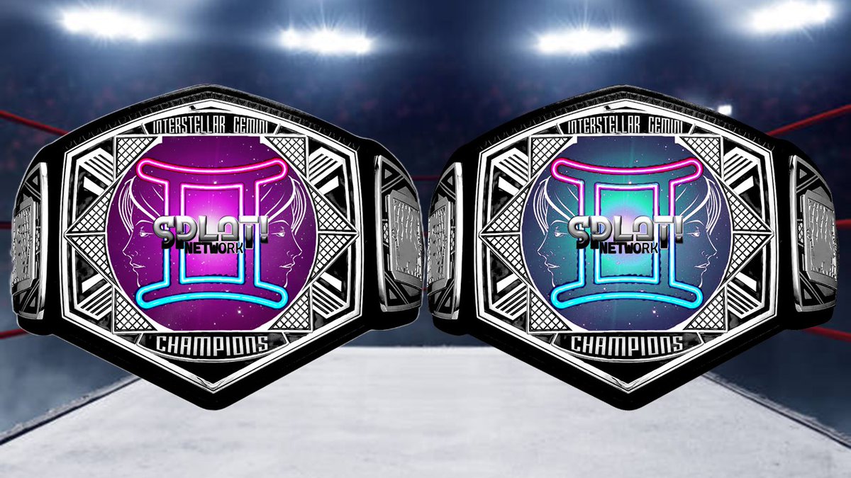 thesplatnetwork's tweet photo. The second belt has arrived. Here are both Interstellar Gemini Championship belts side by side. https://t.co/jFPw1HjgEN