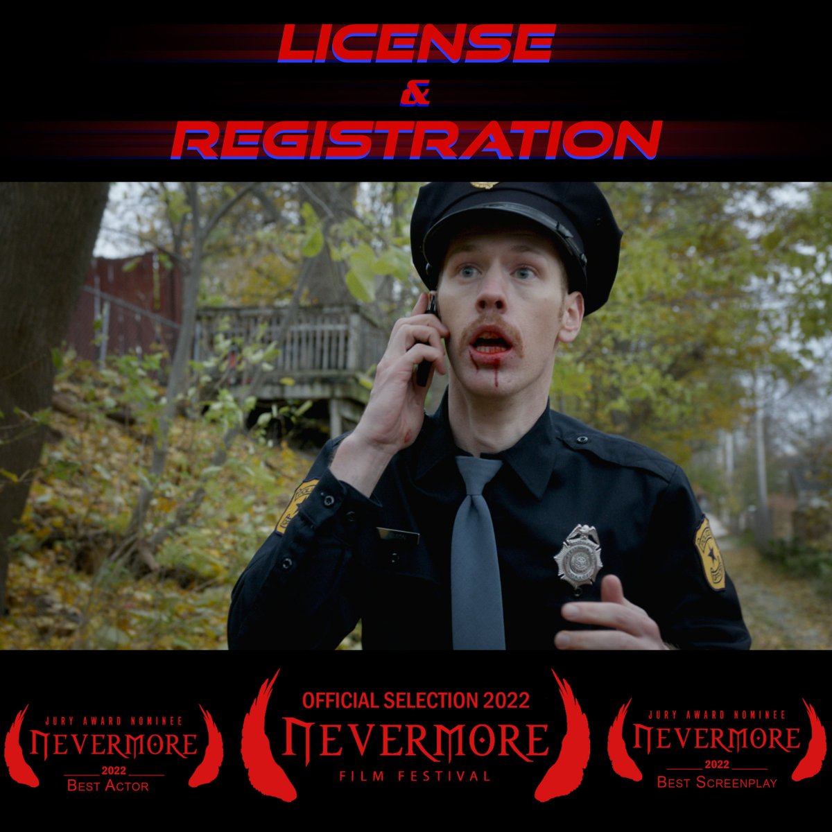 EZOproductions's tweet photo. License & Registration is an Official Selection at .@NevermoreFF 2022 along with 2 Jury Award nominations for Best Actor and Best Screenplay (@ezoj123)!
#NevermoreFilmFestival #LicenseAndRegistration #OfficerElliottNelson #EZOProductions https://t.co/O6MNMQ7Ejf