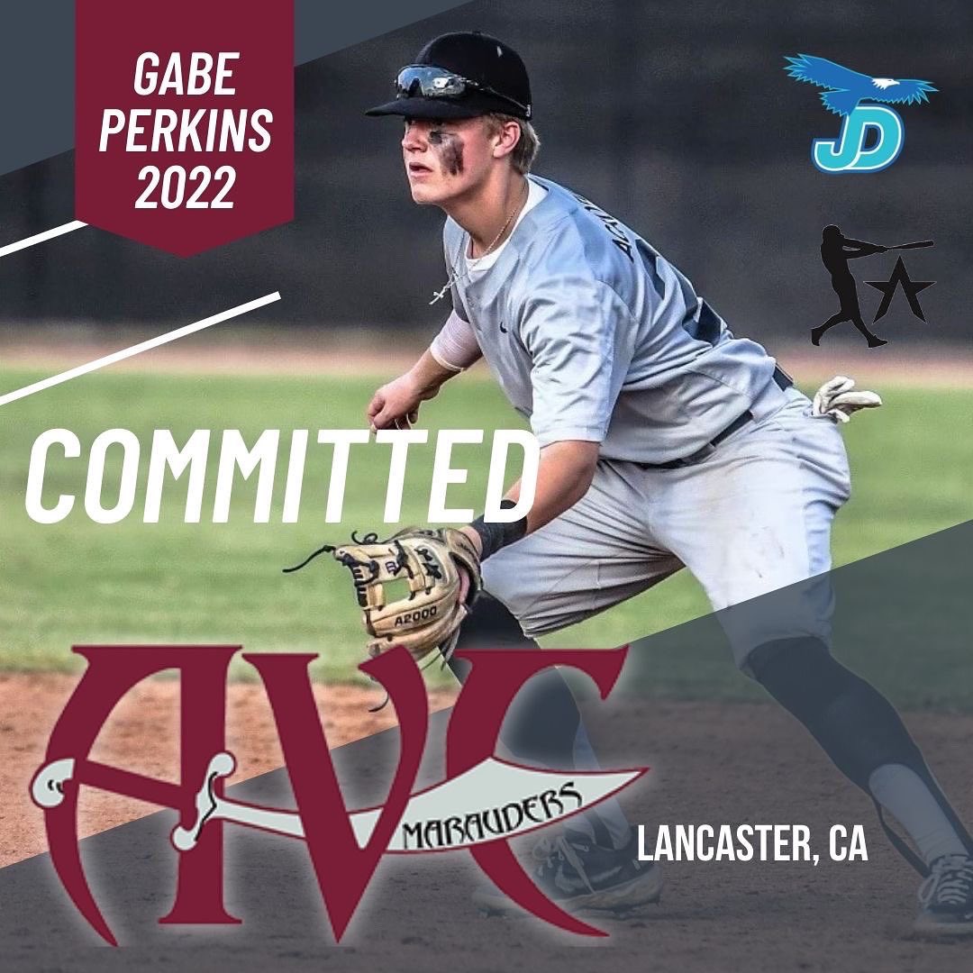 GabePerkins10's tweet photo. Excited to announce my commitment to further my baseball and educational careers at Antelope Valley College in southern California!  Huge thanks to everyone who helped me get here!  Go Marauders!  @RABAcademy @PBR_Utah @utahscout1219 @BryanMoses16  #AVC #SoCal. https://t.co/vkN8gOaECz
