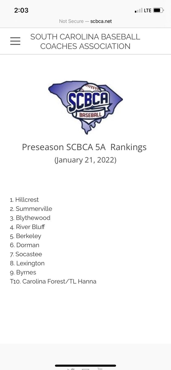 Rams check in at #1 in the 5A  <a href="/BCAofSC/">SC Baseball Coaches</a> pre-season poll!