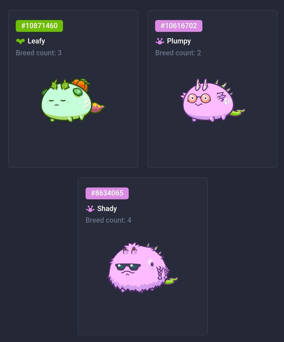 jjk_crypto's tweet photo. New line up 😁
If you are a scholar, what mmr can you reach with this lineup? Speed: 31,43 and 39.
#AxieScholarship #Axie https://t.co/2DWBv05v2o