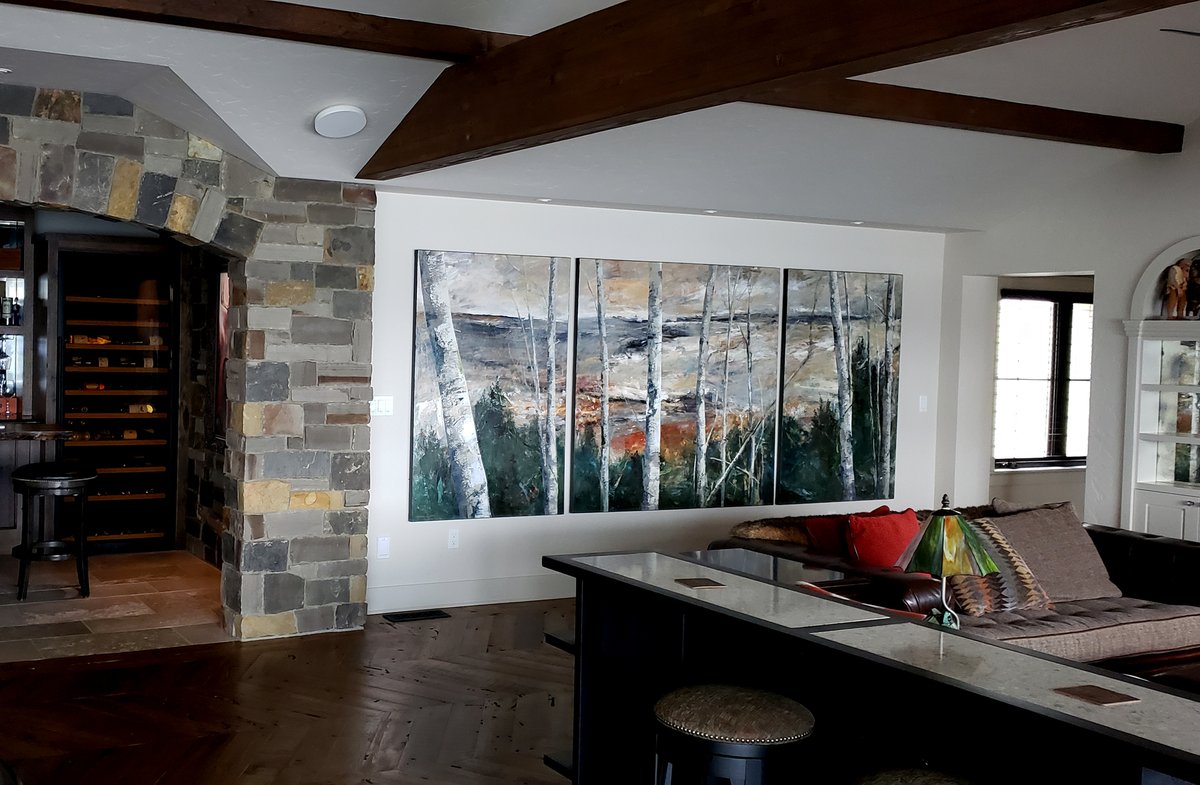CLMathie's tweet photo. And here's an installation photo of, "Woodland View to the Sea" 60x140" by #Mathie + #Gumpert in its new home in #Olympia, WA. Thanks #ChildhoodsEndGallery &amp; to the #ArtCollectors. 

#fineart #art #artgallery #design #interiordesign #landscape #painting https://t.co/RqJARf36XB