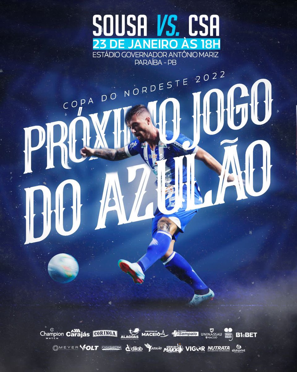 CSAoficial's tweet image. AMANHÃ TEM AZULÃO! 👊🏻💙
Domingo temos nosso primeiro compromisso da Copa do Nordeste. O Jogo será às 18h, contra o Sousa, na Paraíba. Vamos Juntos, Azulão! 🔵⚪️