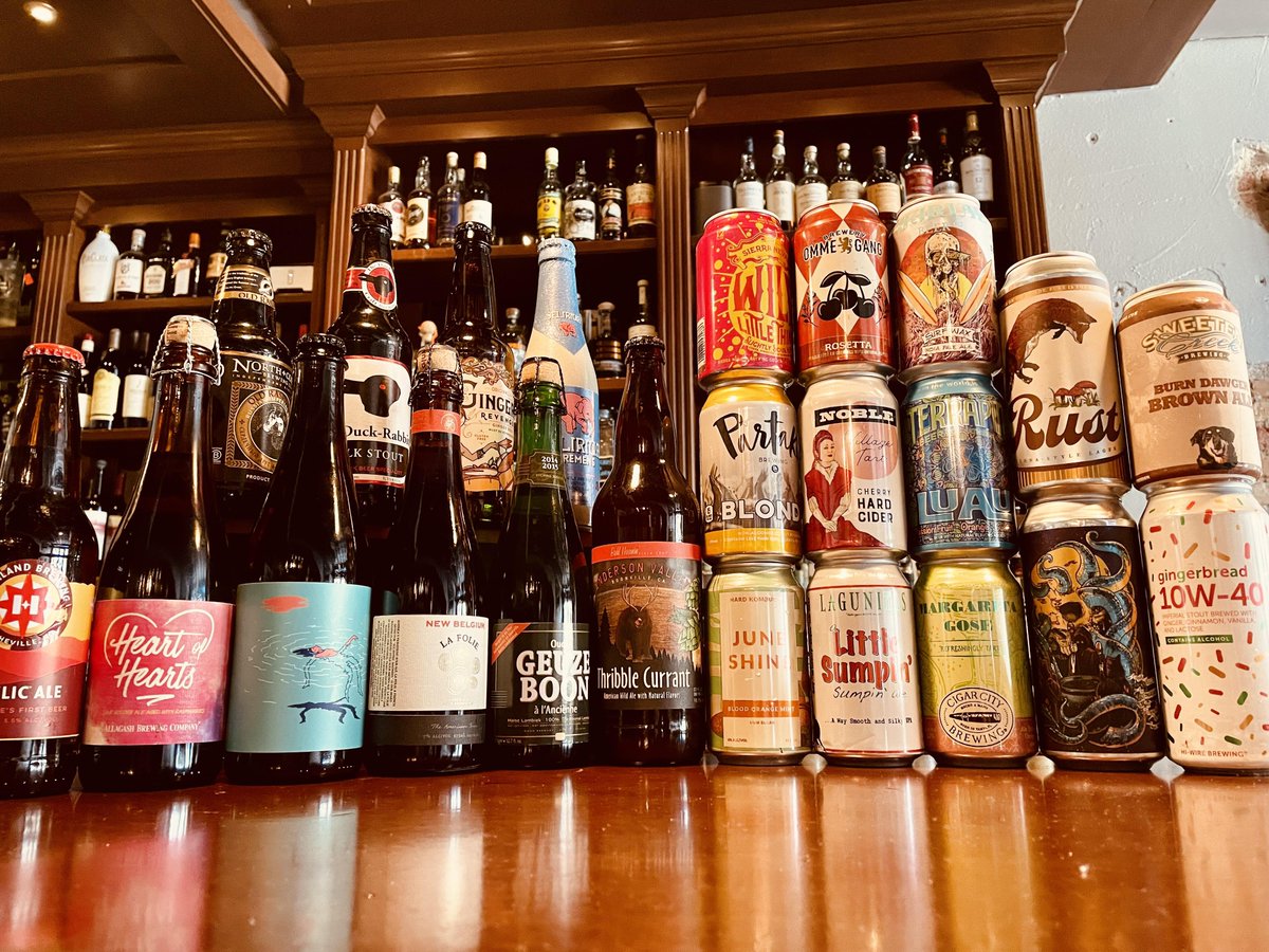 The part needed to repair our draft system is taking a first class flight, and will be with us on Monday.  Why not take this opportunity to enjoy some of the bottled and canned beers from our list curated by Chef Chris himself!  Here is just a selection of what we have to offer.