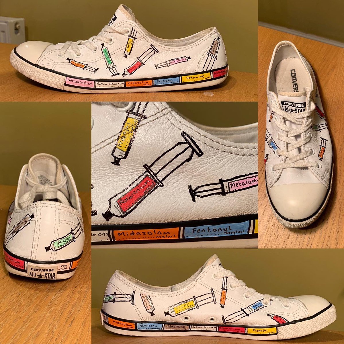 RobynBrown1991's tweet photo. Anaesthetic-themed crafting on converses! 🎨💉
#customshoes #medictwitter #medtwitter #anaesthesia #anaesthetictwitter #anesthesia #medicart #artsandcrafts #converses https://t.co/YsghQd0Zq6