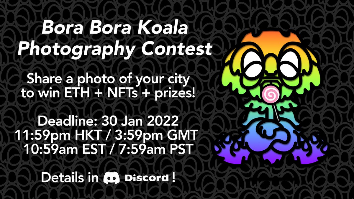 MindTravelerNFT's tweet photo. 📸Bora Bora Koala Photography Contest🏙️

🏆Grand Prize: 1x Delirious Mind Traveler NFT + 1ETH + 1x Genesis colorway Bora Bora Koala vinyl designer toy

All you've got to do:
🖼️Reply with an original photo of your city
🗣️RT &amp; tag 3 friends
👾Join our Discord

🧵Details below ⤵️ https://t.co/5CS1gUixNP