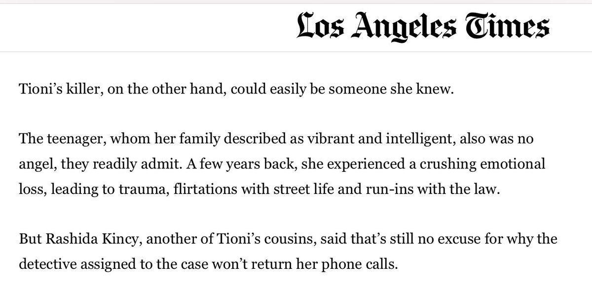 tariqnasheed's tweet image. A white woman was killed in LA, &amp;amp; they immediately found the suspect.  A 16 year old Black girl named #TioniTheus was found dead dumped on a freeway.. Not only are the police &amp;amp; white media NOT trying to solve this crime, they already started the &quot;she wasn&apos;t no angel&quot; narrative