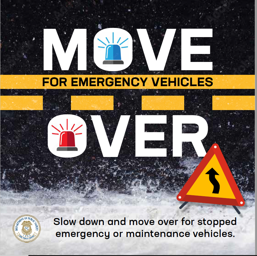 theSCDPS's tweet photo. It doesn’t matter what the color of the lights are … if you see emergency lights flashing, MOVE OVER. Not only is it the law, it ensures everyone gets home safely tonight. Let’s work together to keep our first responders, SCDOT highway workers, and tow truck operators safe. https://t.co/YS94tEDj5p