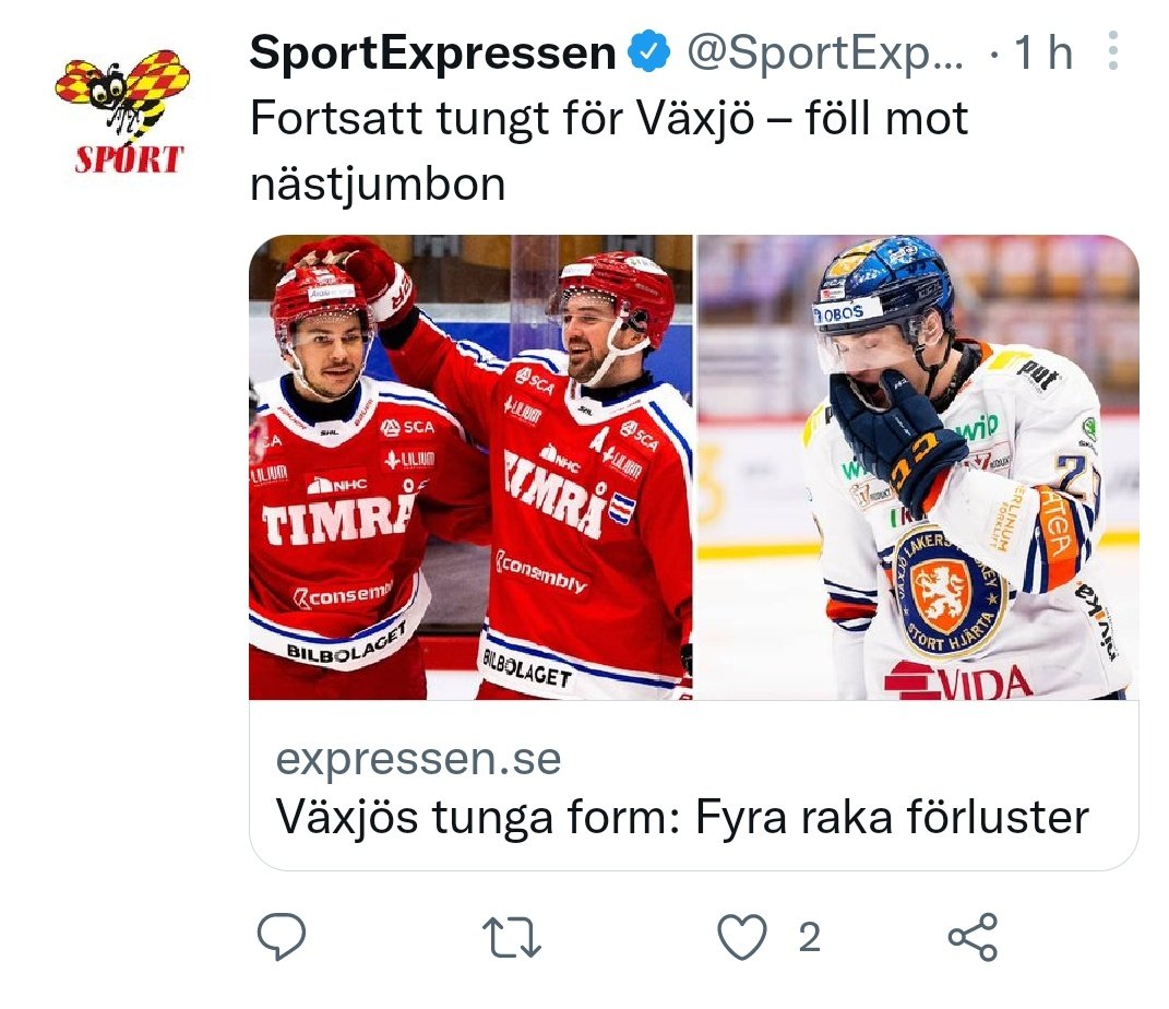 CarolineEngval1's tweet photo. Timrå gör en stabil jävla match och vinner med 3-0. Kul att tidningarna snappar upp det! Eller...? #timraik #krisiväjxö #fyrabackarborta #stackars #😢 https://t.co/oL1CPI451t