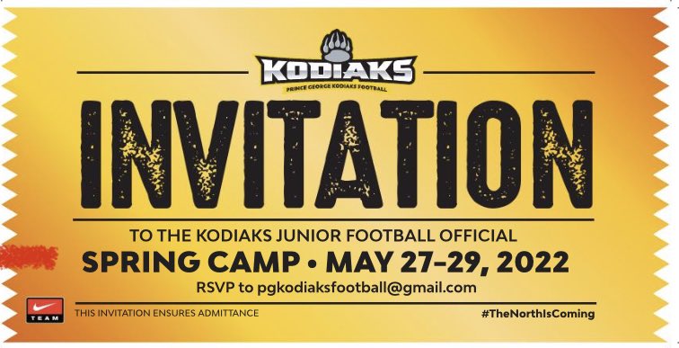 Thanks for the invite <a href="/PGKodiaks/">Prince George Kodiaks</a> <a href="/VMCTrojansFball/">VMC Trojans Football</a>