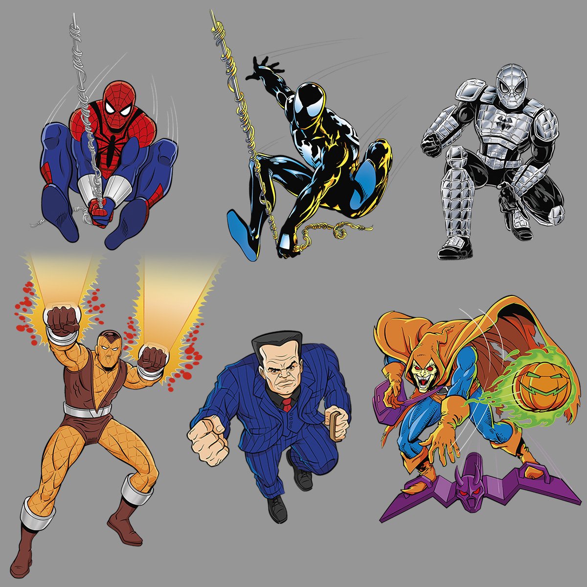 HMooreDesign's tweet image. Character illustrations for Hasbro's Marvel Legends Spider-Man Wave 2 Retro series packaging.
#SpiderMan  #hasbropulse #marvellegends #toypackaging #retro #graphicdesign #illustration