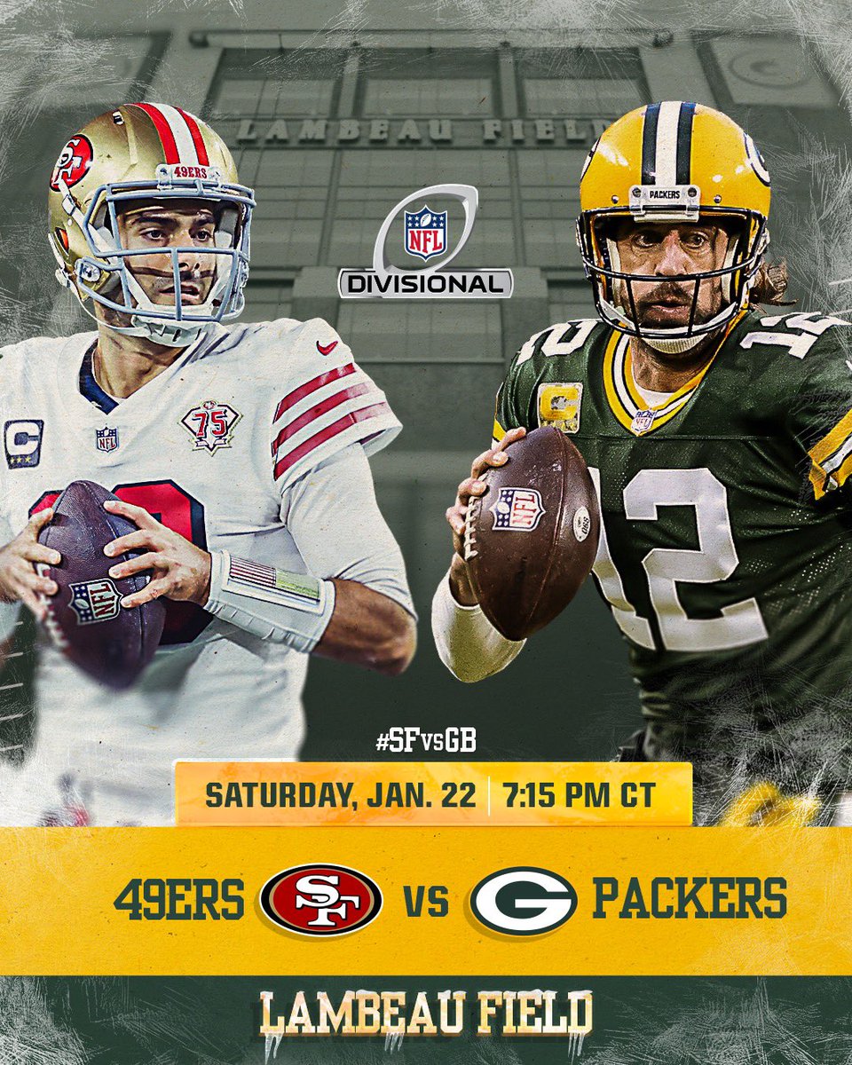 RT @packers: TONIGHT‼️

RT if you’re ready for #Packers playoff football 🏈

#SFvsGB | #GoPackGo https://t.co/h09DtNGbLW