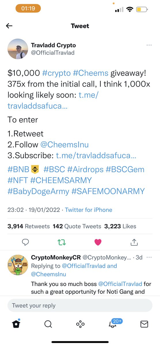 TheCryptoGhost_'s tweet photo. @travladd @CheemsInu Everyone be sure to enter, I sure have❗️#CHEEMSARMY #BNB #BSC #BinanceSmartChain #OfficialTravladd #TheCryptoGhost https://t.co/rRRI7Vsea9
