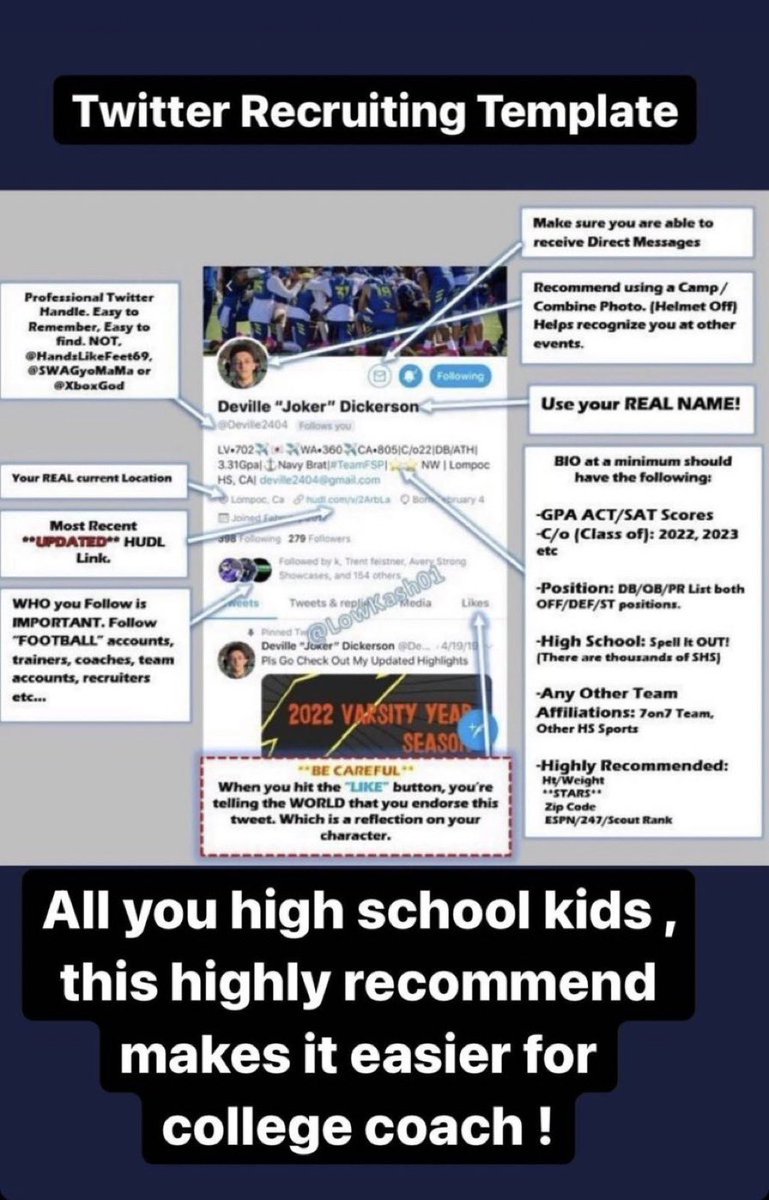 CoachBarro's tweet photo. CDS players: make sure your Twitter is coach friendly! https://t.co/orrSSzIAhM