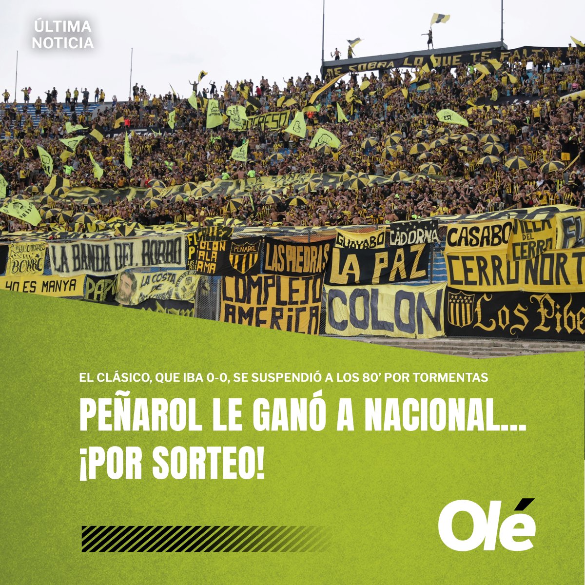 Se jugaba el clásico uruguayo, llegó la tormenta y se definió por sorteo - Olé