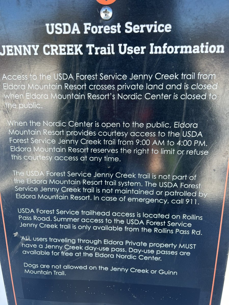 PSA: Hey nordic types, #eldora asks that you go inside the center for a free pass to Jenny Creek before entering. https://t.co/DAOHm2TW3q