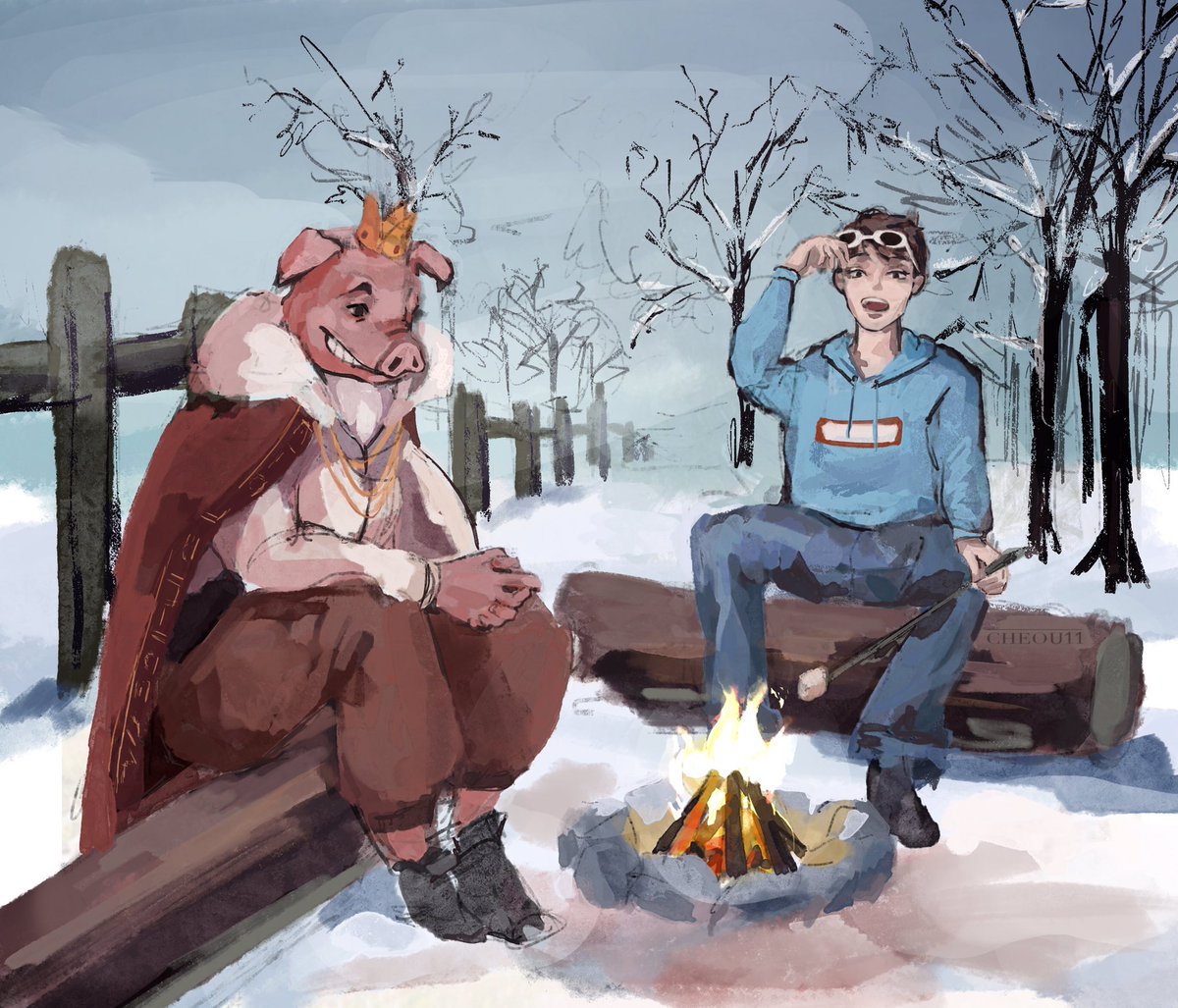 Cheoodles's tweet photo. .@Technothepig my love 

#dsmpfanart #technoblade #technofanart https://t.co/iWK63qbpyG