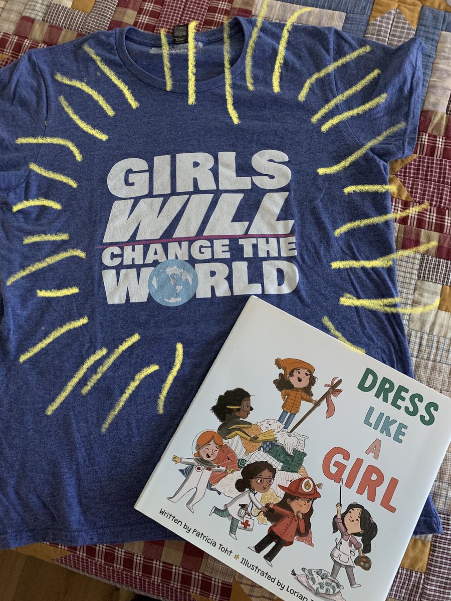 PatriciaToht's tweet photo. DRESS LIKE A GIRL turned 3 today! I’m wearing my girl power shirt to celebrate the world’s amazing girls today 💪🏻💪🏼💪🏽💪🏾💪🏿
@LorianTuBooks 
@kristenpettit 
@HarperCollinsCh https://t.co/e8Kyo5jQ0r