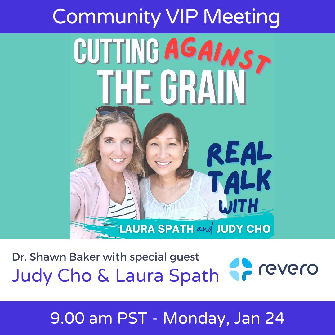 SBakerMD's tweet photo. Join the Revero community for a live Q&A meeting with Dr. Shawn Baker & special guest Judy Cho & Laura Spath on Monday Jan 24 at 9 am PST
Only at https://t.co/qJ6Xrh3PHI
#Revero #ReveroHealth #ReveroVIP #VIPMeeting #ReveroCommunity #VIPNutrition #AnimalBased https://t.co/HIIleJCKkn