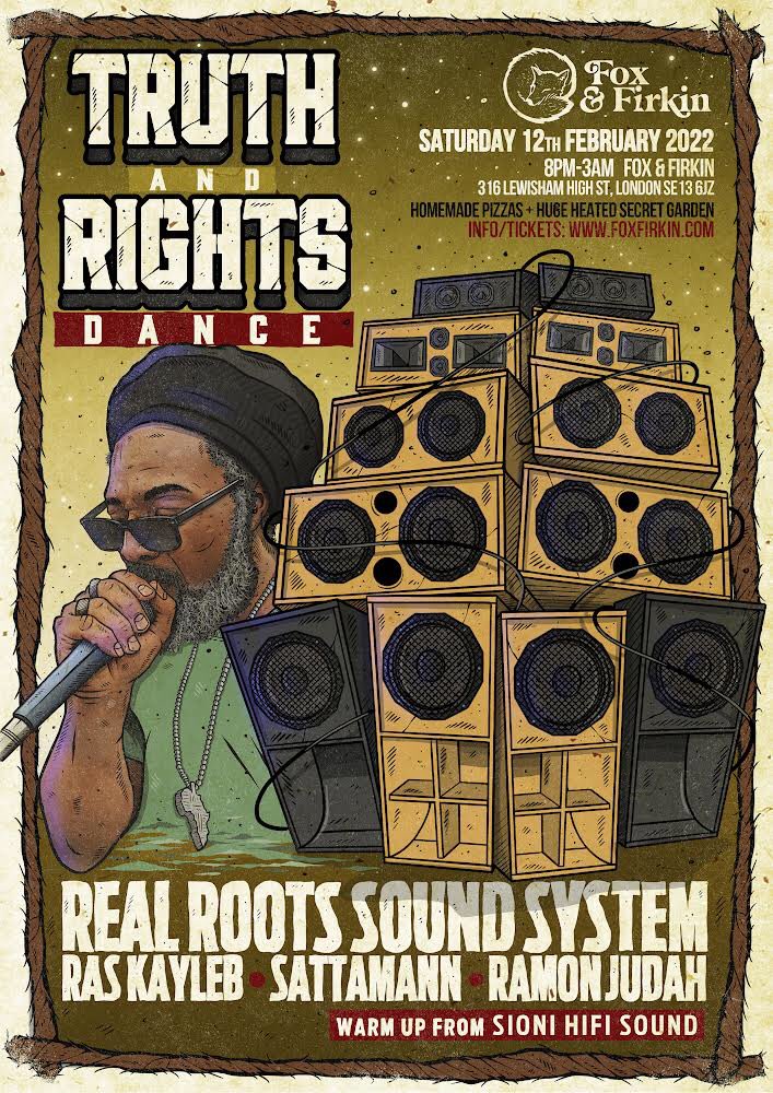ReggaeLondon's tweet image. Saturday 12th February at the @FoxFirkin Lewisham London. Real Roots Sound System SATTAMANN - RAS KAYLEB - RAMON JUDAH - SIONI HIFI #REGGAE #ROOTSANDCULTURE #LONDON #DUB 8pm-3am