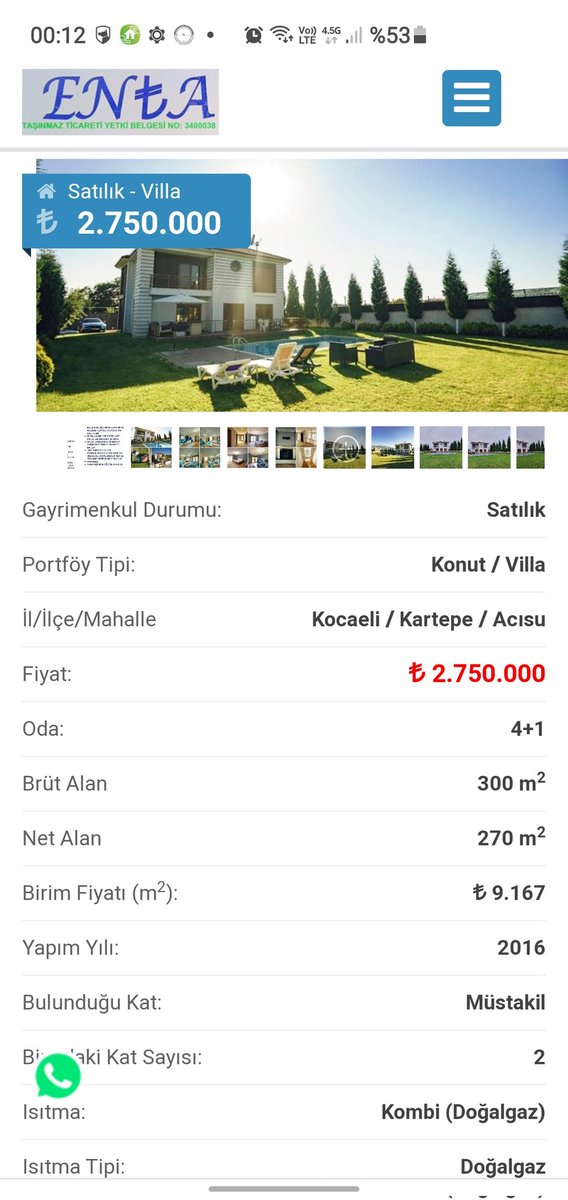 Kocaeli Kartepe acısu da Villa Havuzlu