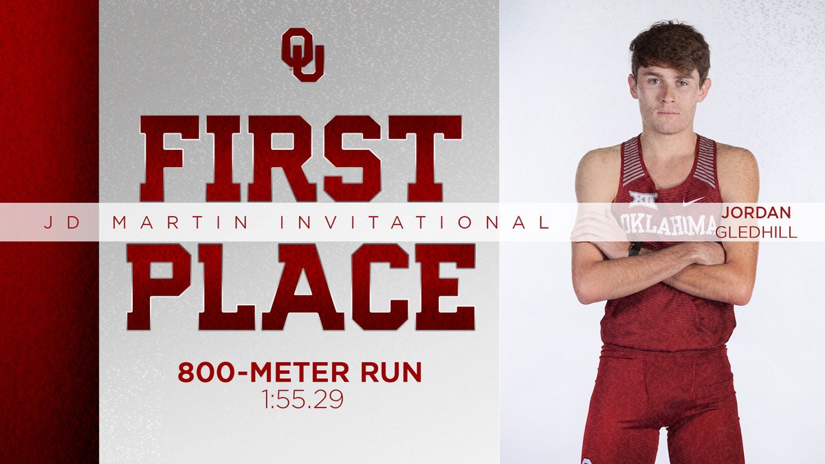 OU_Track's tweet photo. 𝘼𝙣𝙙 𝙖𝙣𝙤𝙩𝙝𝙚𝙧 𝙛𝙤𝙧 𝙂𝙡𝙚𝙙𝙝𝙞𝙡𝙡!

@J_gled places first in the men's 800-meter run, with a time of 1:55.29!

#BoomerSooner ☝️💨 https://t.co/R5zhmczk7D
