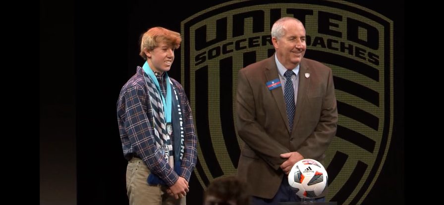 Huge congrats to Senior Adam Knutson on being named a United Soccer Coaches High School All-American and receiving his award at the convention in Kansas City!