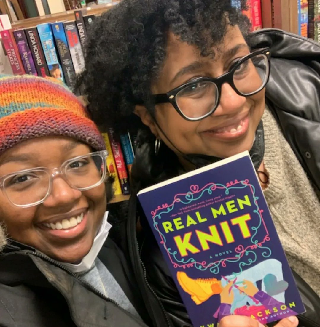 It's always awkward 4 this introverted author to go into a bookstore & ask about signing, thanks to Carlos at @BNUpperWS for being so gracious to me & my daughter. Signed REAL MEN KNIT🧶 @BerkleyRomance & HOW TO MARRY KEANU REEVES IN 90 DAYS💖 @readforeverpub soon. #books