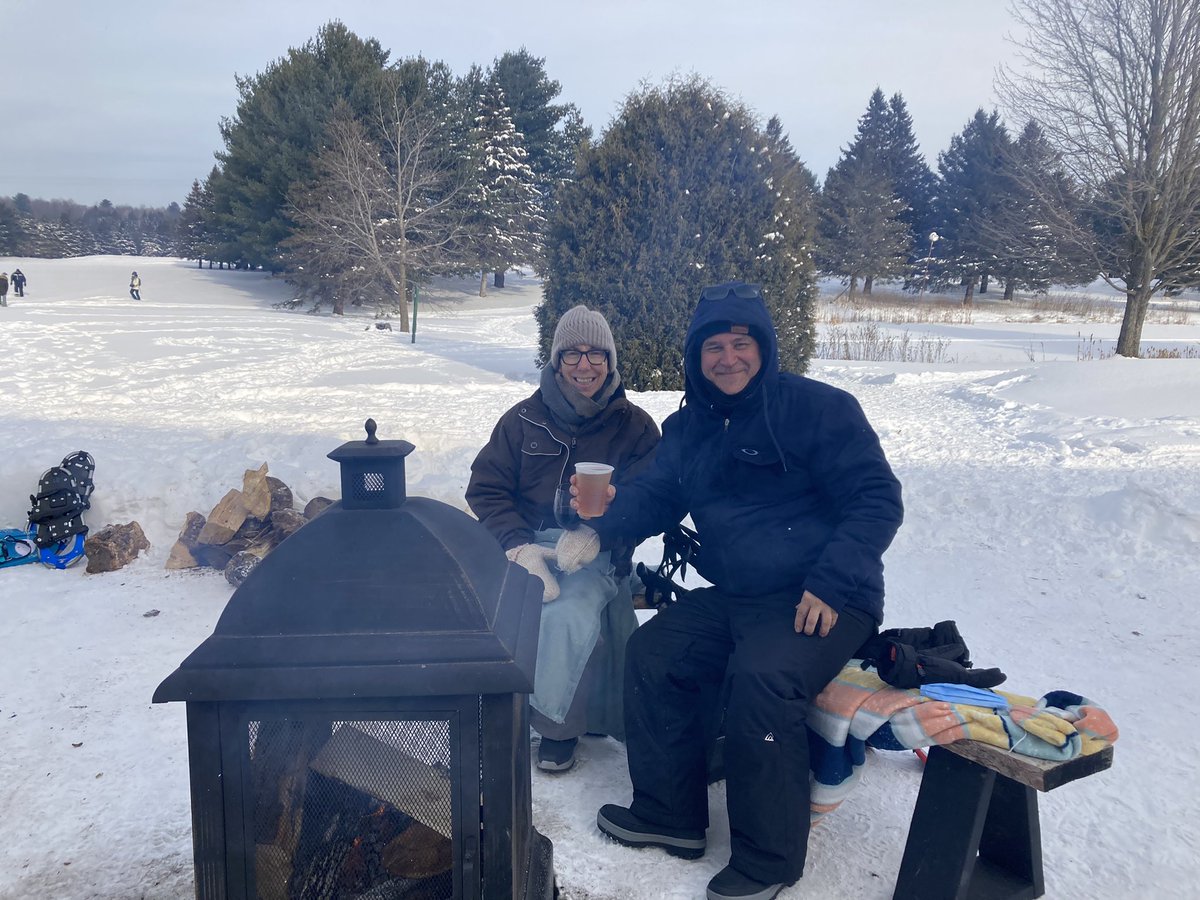 Great afternoon @HammondGolfCC. Snowshoeing plus some cocktails near the fire #Winter2022 #stayingactive #outsideactivities #freshair